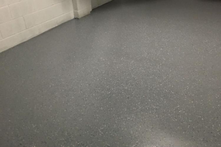 A durable epoxy floor coating in a garage.