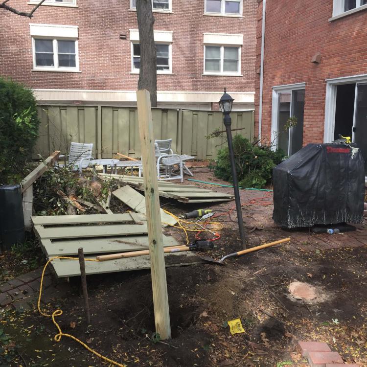 Home renovation: Fence repair and replacement stage.