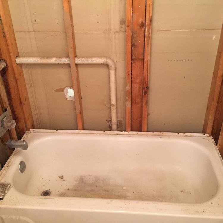 Bathroom renovation in progress: Plumbing and framing for new shower