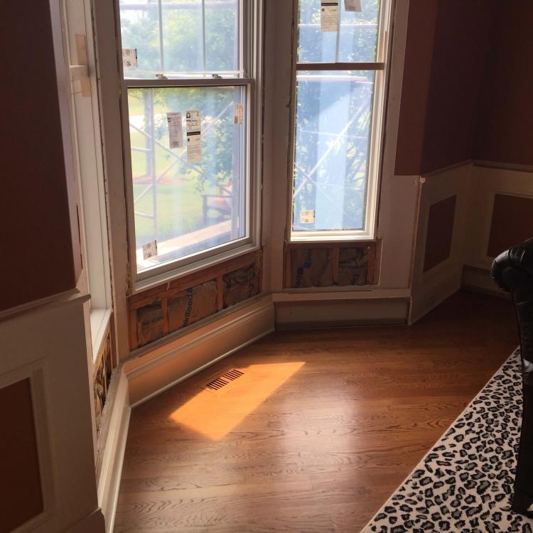 Home renovation: Window replacement. New bay window being installed.